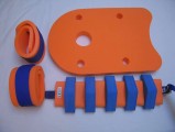 oranžovo modrá: pás, rukávky a deska