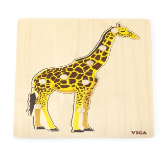 Montessori vkládačka skládačka puzzle dřevěné s úchyty zvířata - žirafa