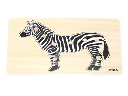 Montessori vkládačka skládačka puzzle dřevěné s úchyty zvířata - zebra