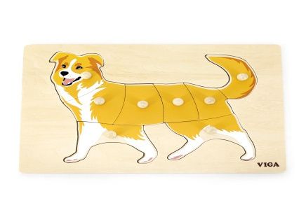 Montessori vkládačka skládačka puzzle dřevěné s úchyty zvířata - pes