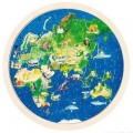 GOKI, kulaté dřevěné oboustranné puzzle - MAPA SVĚTA (Zeměkoule)